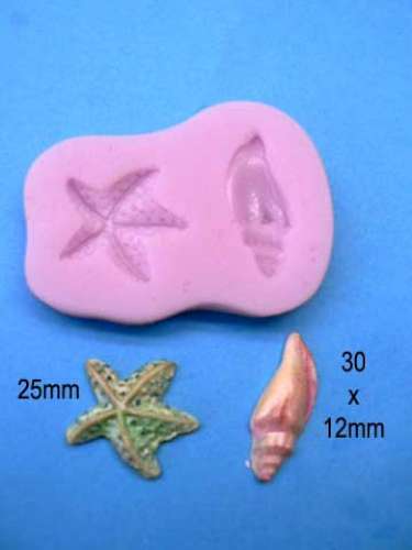 Starfish and Seashell Silicone Mould - Click Image to Close